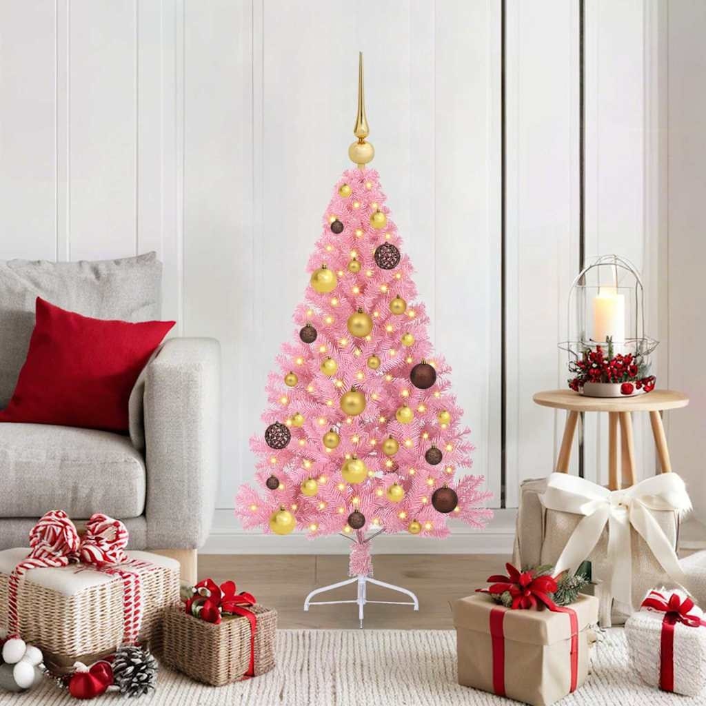 vidaXL Artificial Pre-lit Christmas Tree PVC and Steel Decor Holiday Lighting