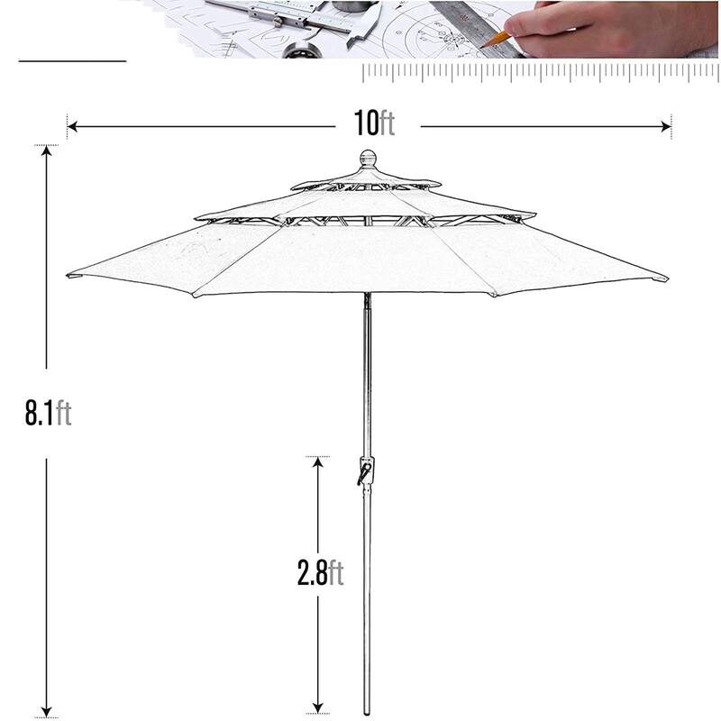 MAISON ARTS Outdoor Patio 6 Pieces Dining Set with Umbrella