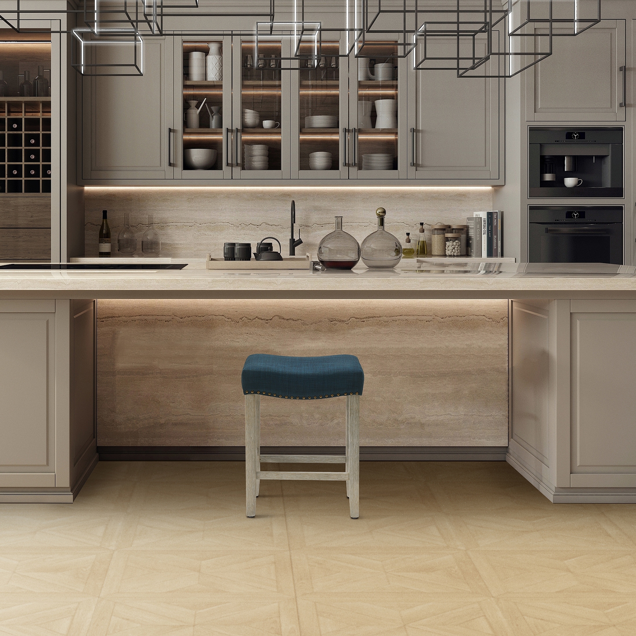 Jameson Upholstered Polyester Gray 24 Inch Counter Stool Bed