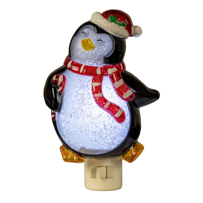Novelty Lights LED Penguin with Scarf Christmas Night Light with Swivel Plug - String Lights