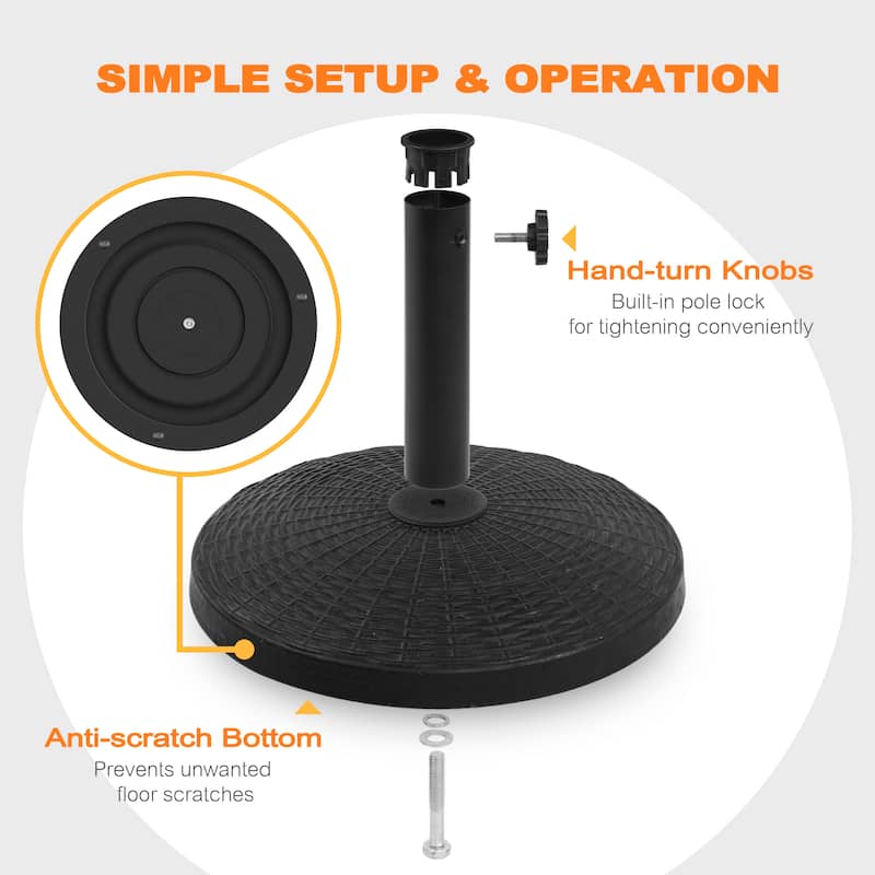 Outdoor 22 lb. Round Black Patio Umbrella Base, Resin and Concrete