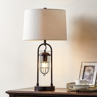 KAWOTI 26inch Dark Bronze Table Lamp with USB Ports and Night Light