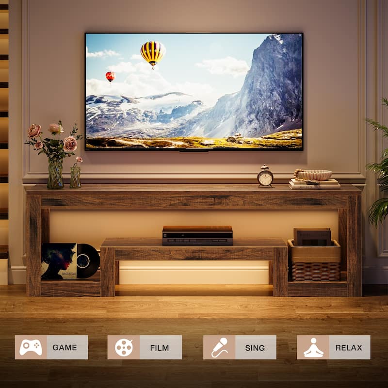 63'' TV Stand for 55/60/65-Inch TVs, Entertainment Center with Shelves