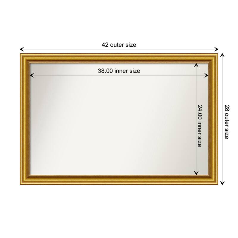 Townhouse Gold Framed Non-Beveled Custom Wall Mirror, Bathroom Vanity Mirror - Outer Size: 41.75 x 27.75