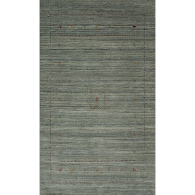 Hand Knotted Oriental 100% Wool Carpet Tribal Animal Pictorial Green Gabbeh Area Rug - 8' 11'' X 5' 11''