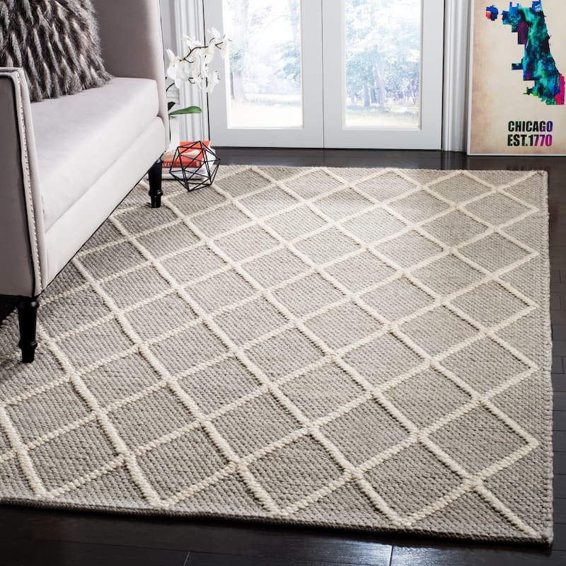 SAFAVIEH Handmade Natura Qiong Wool/ Viscose Trellis Rug - 10' x 14' - Grey - Rectangle