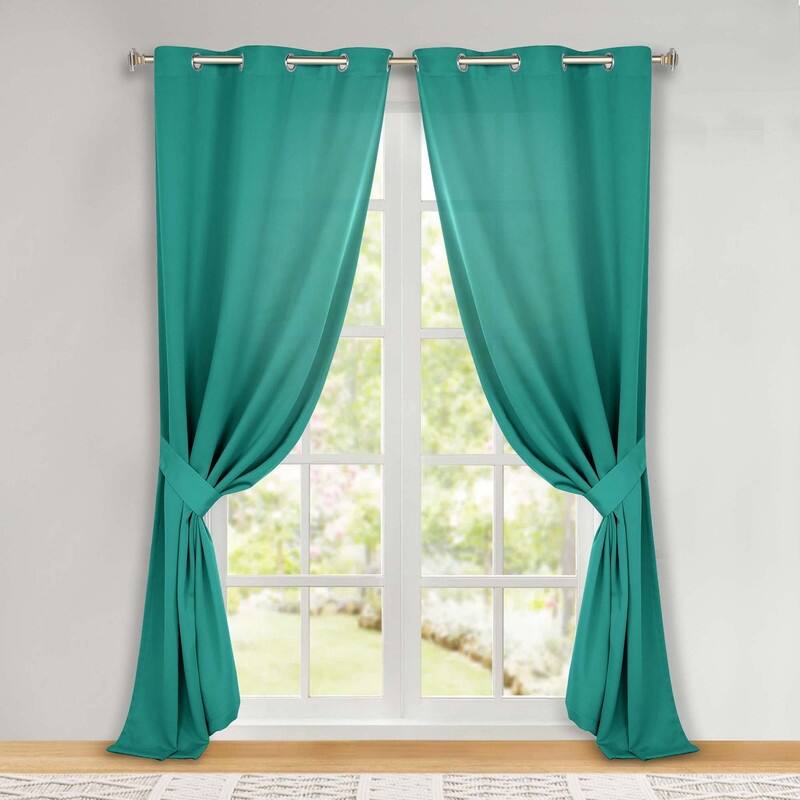 Superior Solid Machine Washable Room Darkening Grommet Blackout Curtains, Set of 2