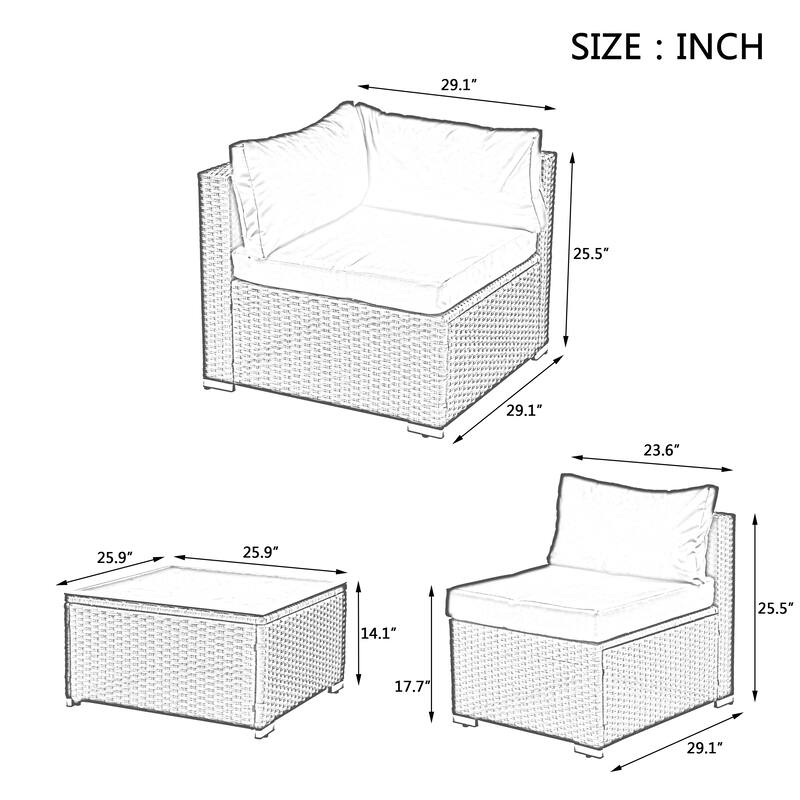 Blue 7-piece Outdoor Patio Sectional Set with Glass Table