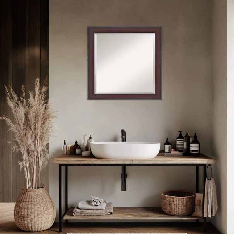 Grand Narrow Beveled Framed Bathroom Vanity Wall Mirror