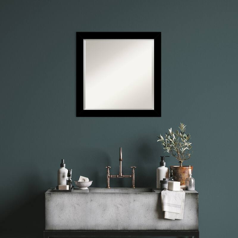 Basic Narrow Beveled Wood Framed Wall Mirror