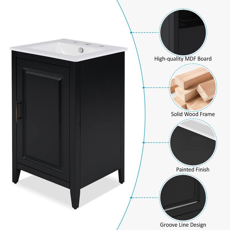 Bathroom Vanity with Sink, Vanity Set with Door Shelf and Soft-Closing Door, Bathroom Cabinet with Functional Drawer
