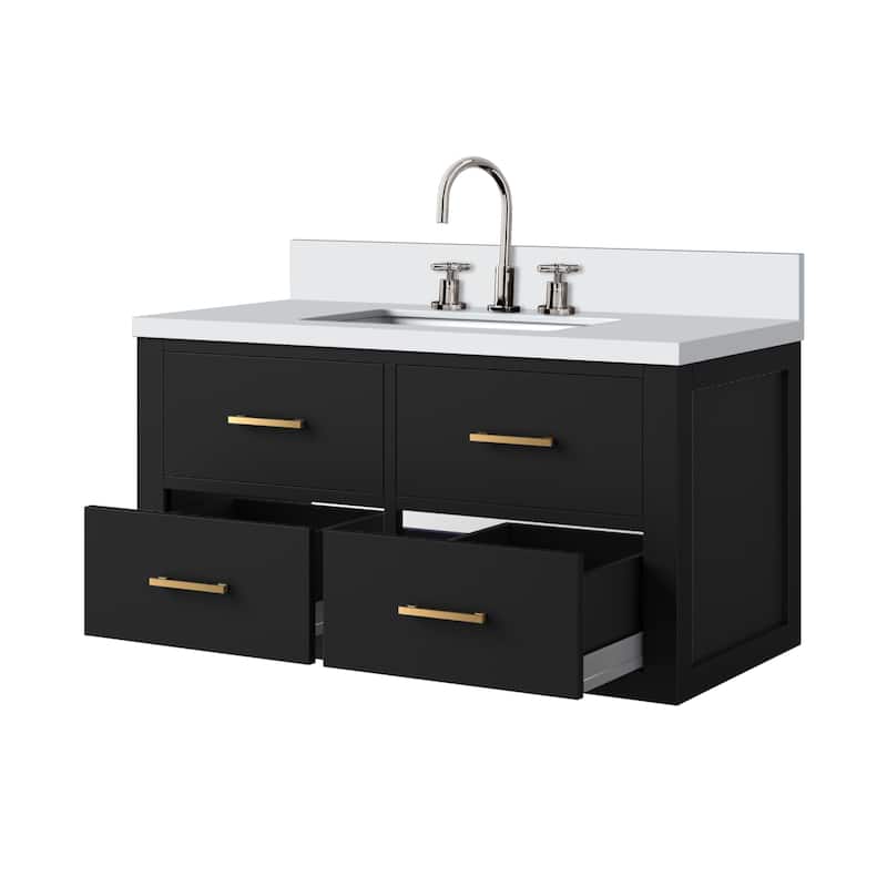 Castor Bath Vanity with Cultured Marble Top, Sink and Faucet