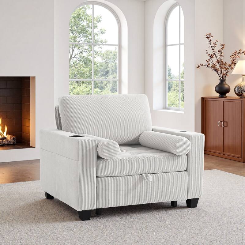 3-in-1 Pull-Out Sleeper Chair Bed Convertible Adjustable Lounge