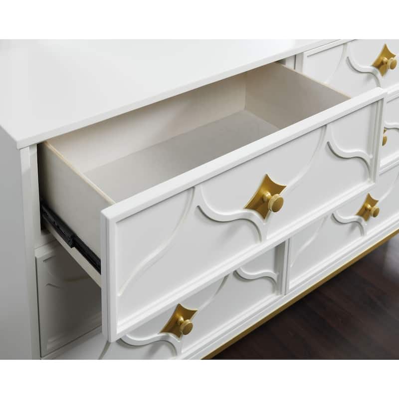 Emma 6 Drawer Dresser in White and Gold by Martin Svensson Home