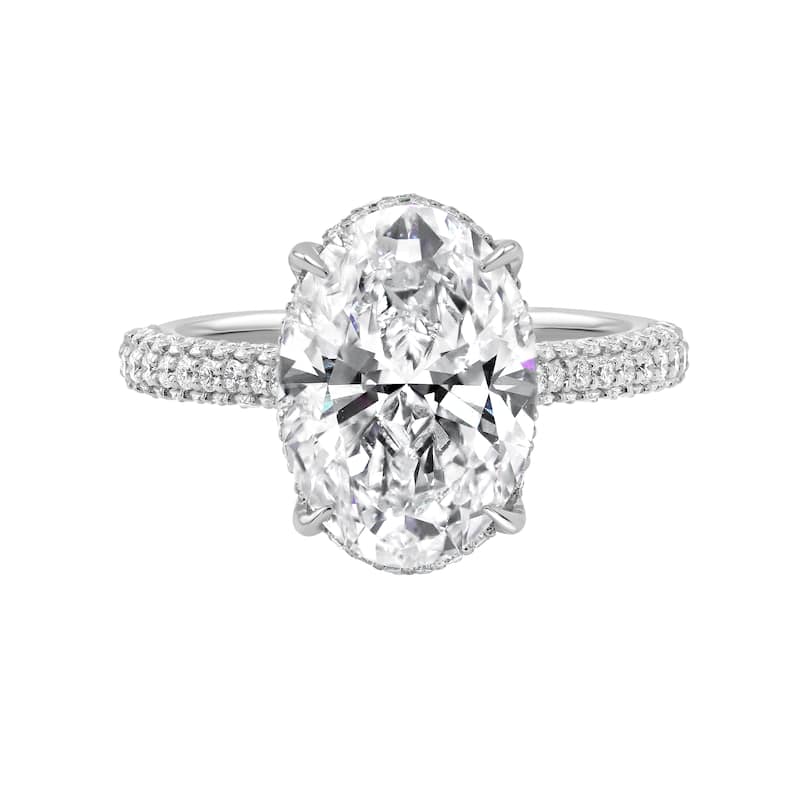 Auriya 14k Gold 5 4/6ctw Oval Double Hidden Halo Diamond Engagement Ring (F-G VS) - White - 6.5