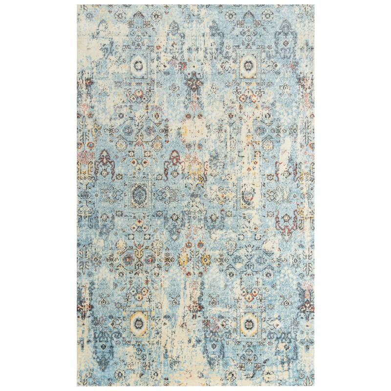 Alora Decor Infinity Floral Scroll Wool Rug - 5' x 8' - Blue