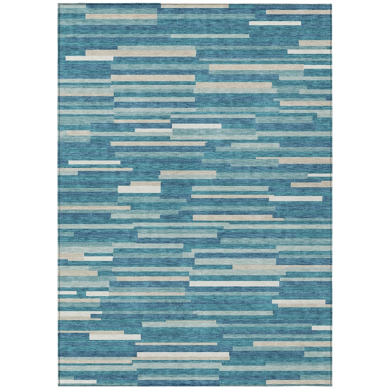Machine Washable Indoor/ Outdoor Chantille Stripes Modern Rug