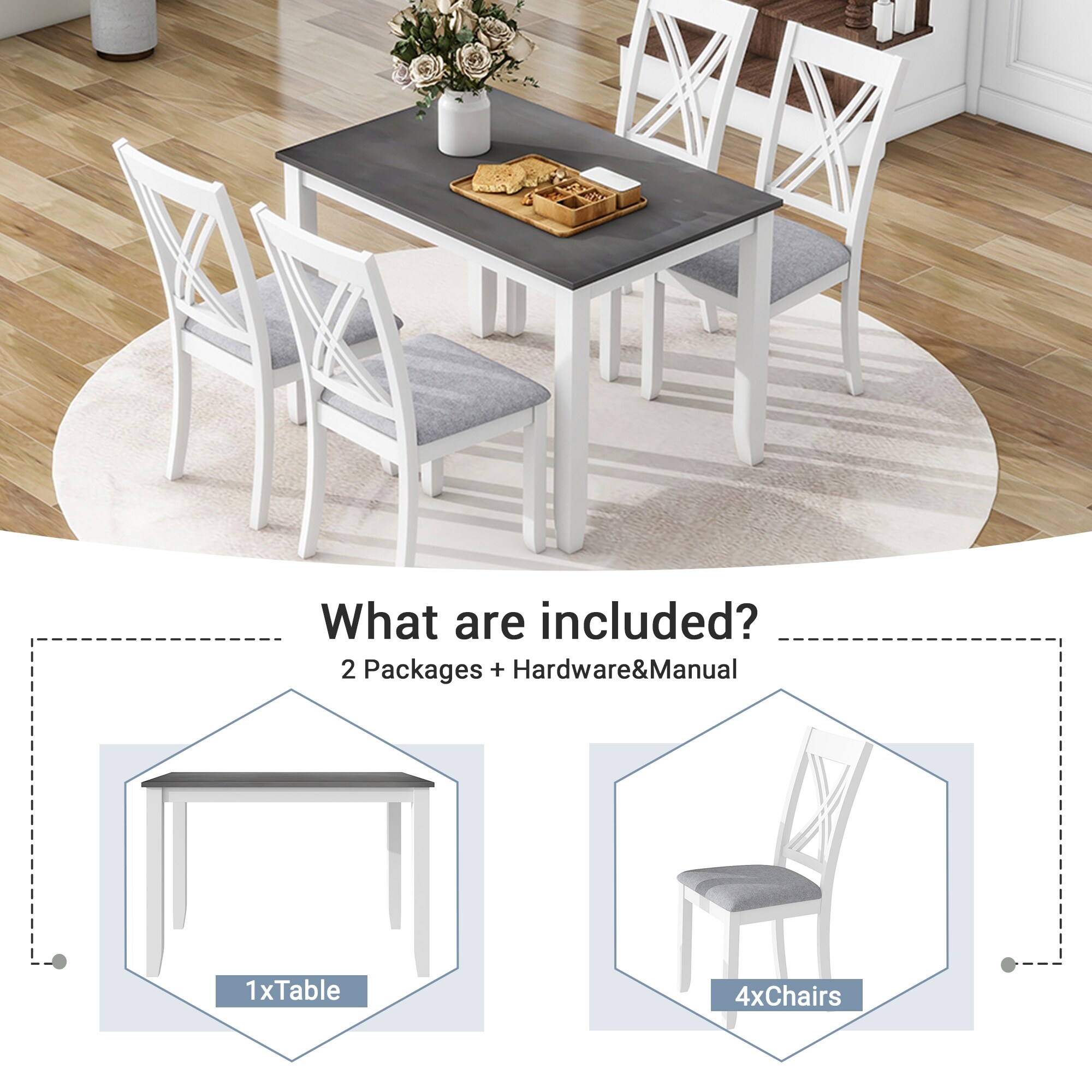 4 Person Modern Minimalist Wood Small Dining Table with 4 Chairs Set for Dining Room Kitchen 5 Piece On Sale Bed Bath Beyond 39929632