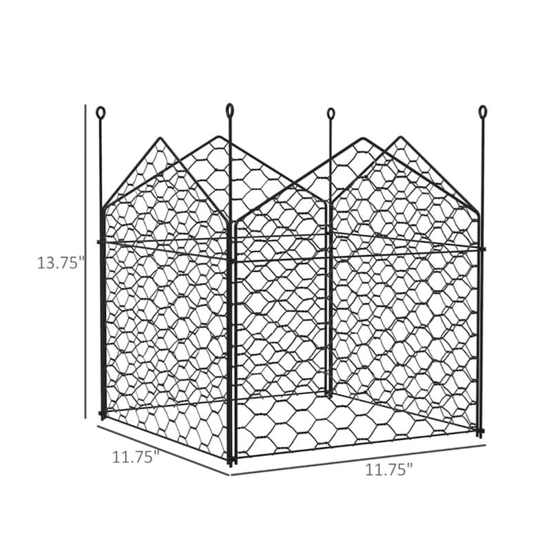 4 Black Steel Wire Garden Crop Cages Fence Panel for Protect Vegetables from Wildlife - 11.75" W x 11.75" D x 13.75"