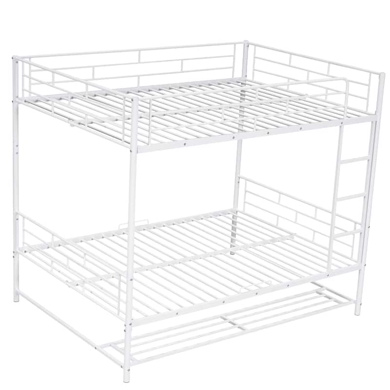Full Metal Bunk Bed with Shelf and Guardrails, Black