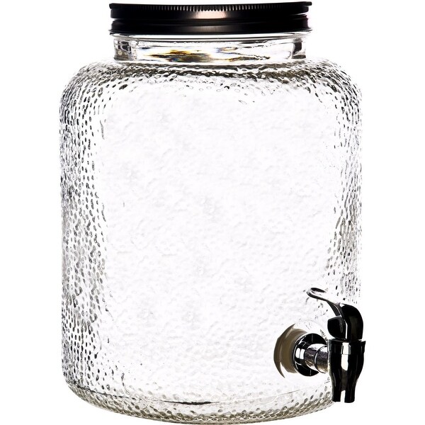 Palais Glassware High Quality Mason Jar Beverage Dispenser - Traditional Tin Screw Off Lid - 2 Gallon Capacity