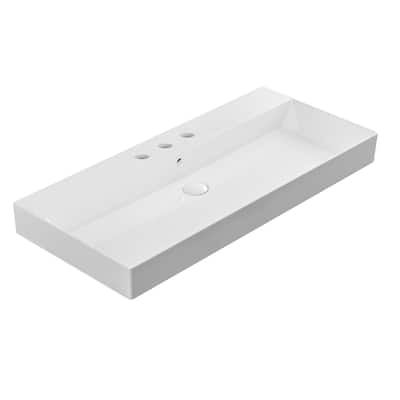 WS Bath Collections Energy 38-5/8" Rectangular Ceramic Vessel or Wall