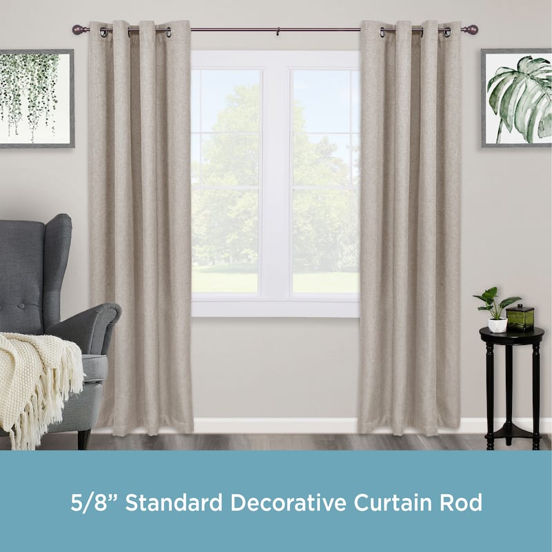 Kenney® Mae 5/8" Standard Decorative Window Curtain Rod, 28-48", Black