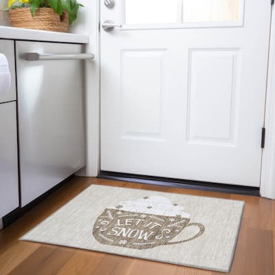 Premium Washable Super Soft Latte Snow Mayfield Rug