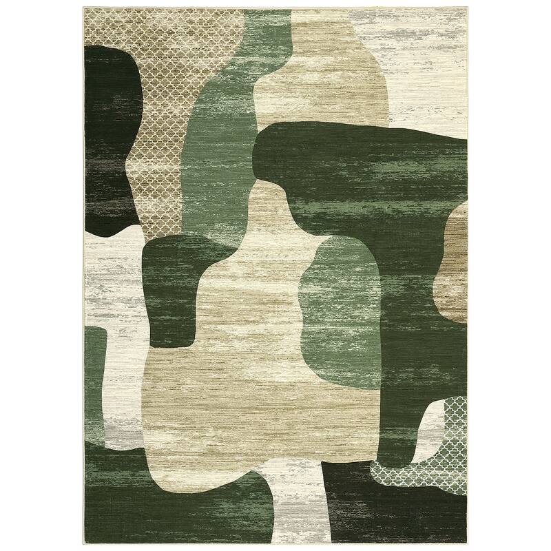 Area Rug Modern Abstract Rugs for Living Room Geometric Non-Slip Backing Low Pile Floor Carpet