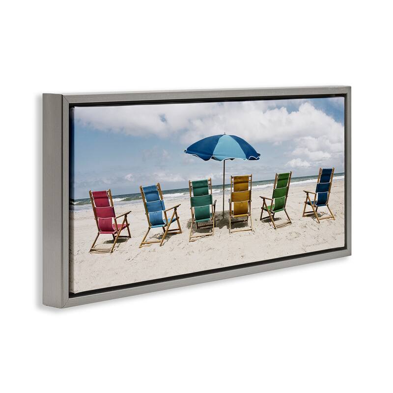 Stupell Colorful Beach Chairs Framed Floater Canvas Wall Art Design By Natalie Carpentieri