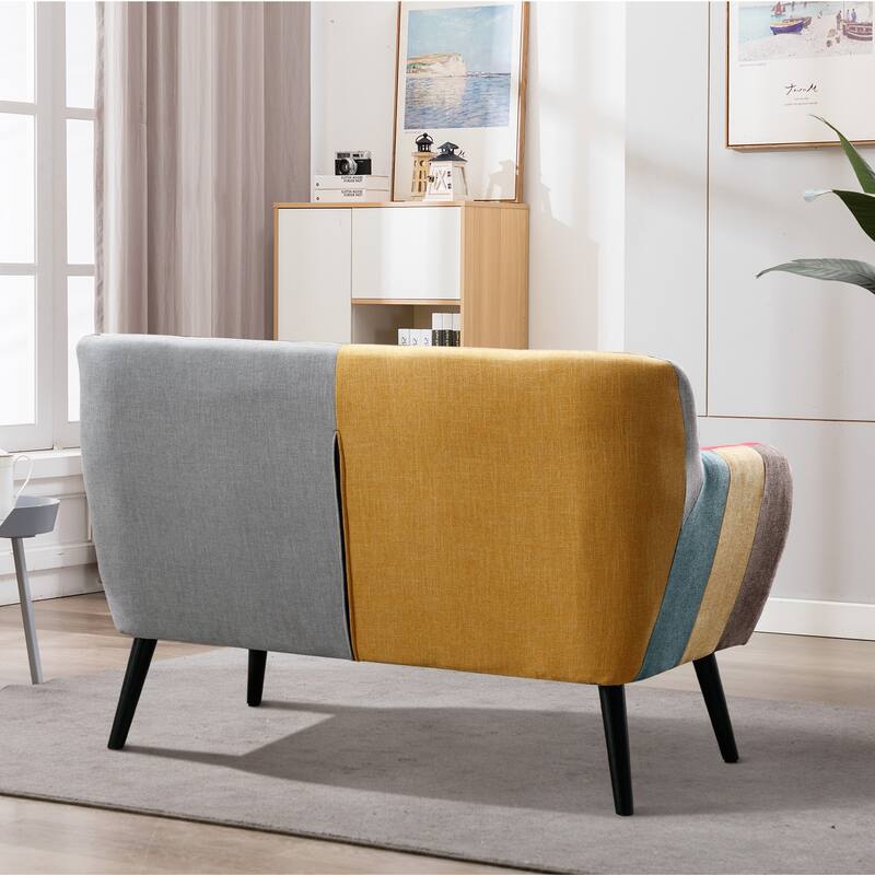 Mid Century Modern Fabric Accent Chairs with Rubber Wood Legs for Living Room