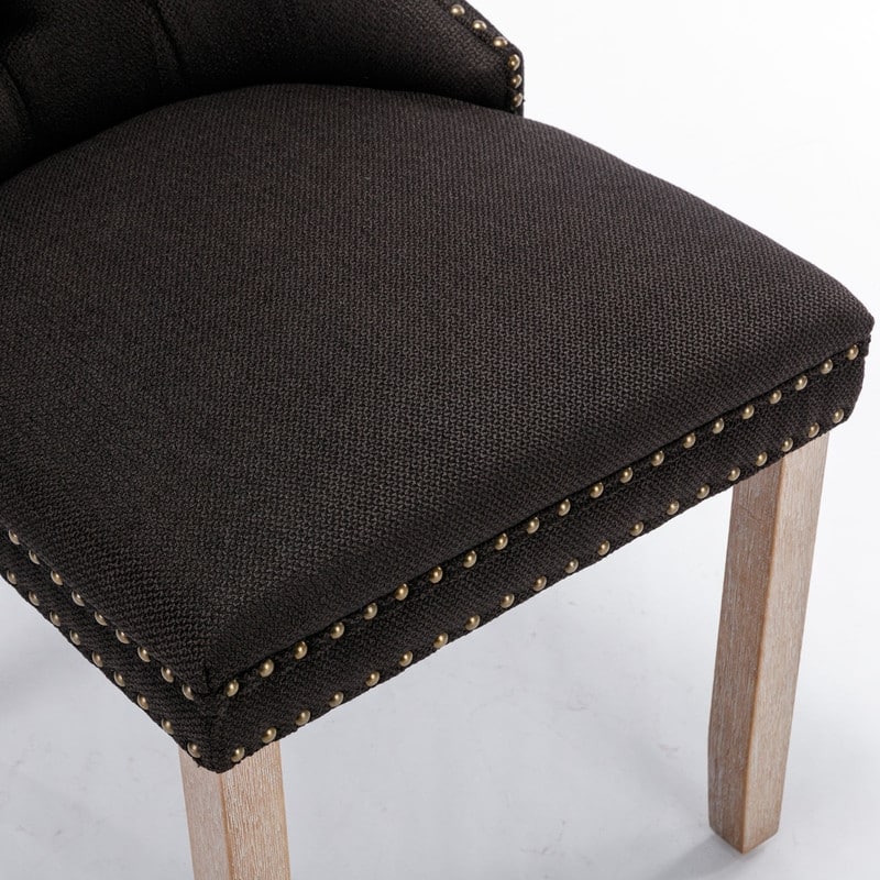 Modern/Contemporary Linen Dining Chair with Solid Wood Legs（Set of 2）
