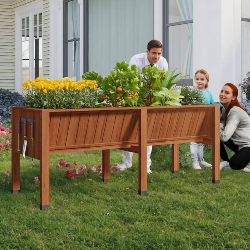6 x 2 x 2.5FT Raised Garden Bed Planter Box for Backyard - N/A