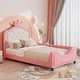 preview thumbnail 1 of 7, Adorable Princess Pink Twin Size Upholstered Daybed with Button Tufted Crown Headboard, Low Profile Platform Bed for Kids Pink - Twin