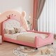 preview thumbnail 2 of 7, Cute Princess Twin Size Platform Bed with Upholstered Headboard