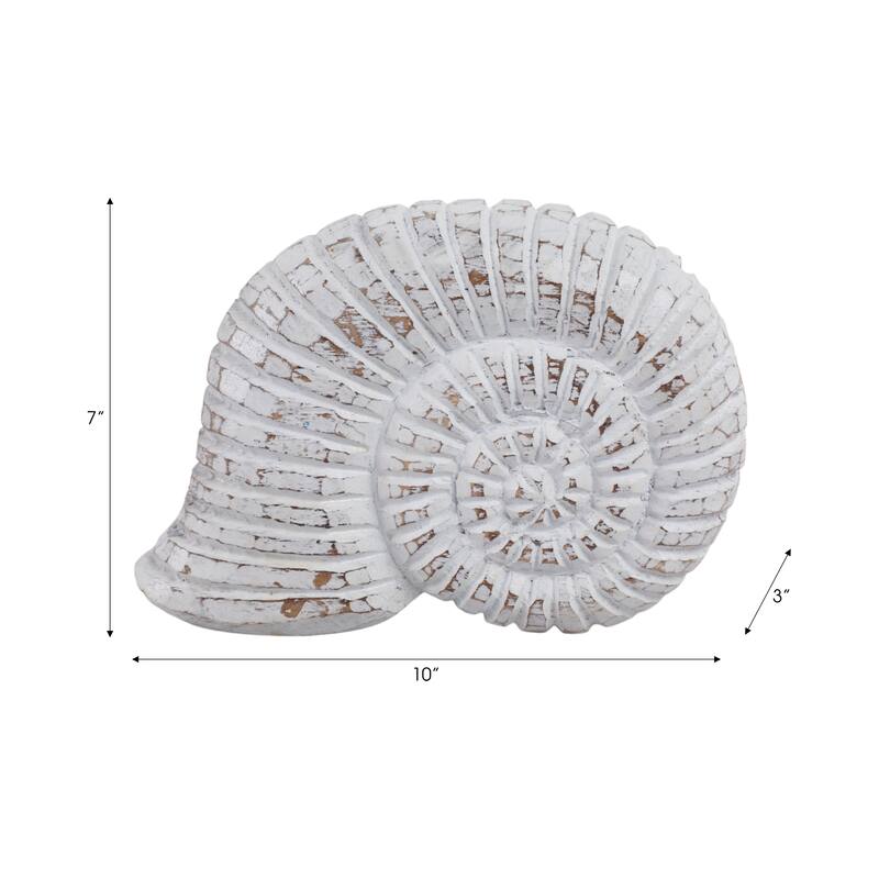 Handcrafted Wooden Nautical Shell Figurine Coastal-Inspired Details