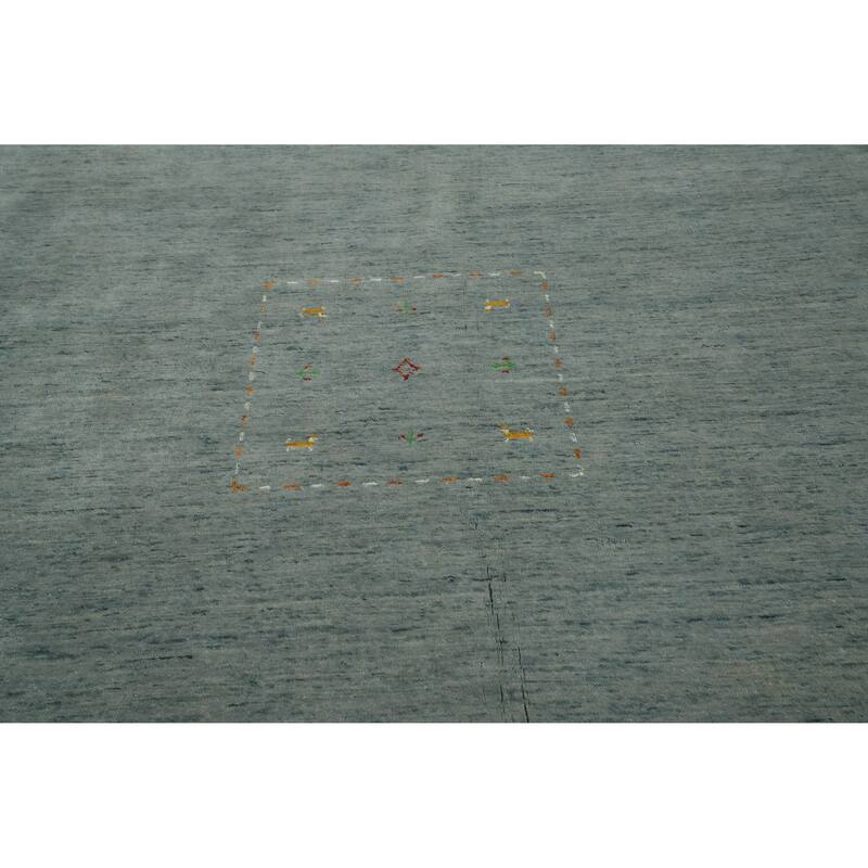 Hand Knotted Oriental 100% Wool Carpet Tribal Animal Pictorial Greys & Charcoal Gabbeh Area Rug - 11' 11'' X 11' 9''