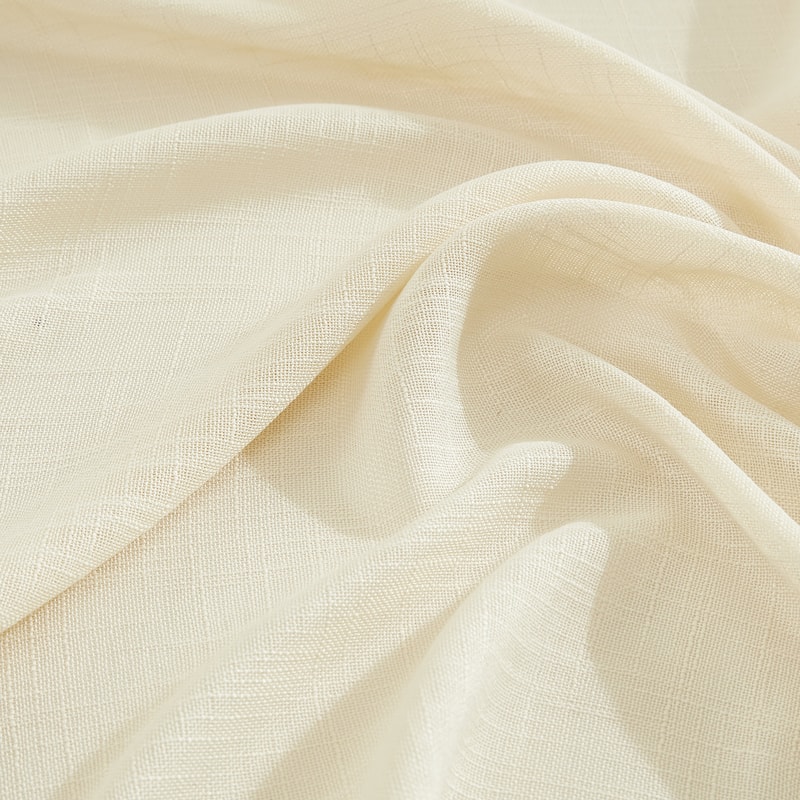 HLC.me Linda Faux Linen Textured Semi Sheer Privacy Sun Light Filtering Window Rod Pocket Curtains Panels, 2 Panel