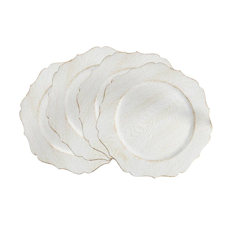 Scalloped Decorative Charger Plates (Set of 4) - Round Textured Table Chargers for Dining & Entertaining, 13"