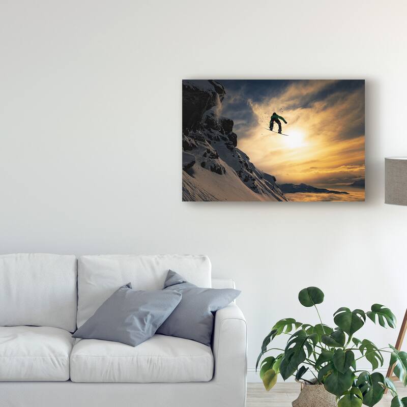 Jakob Sanne 'Sunset Snowboarding' Canvas Art