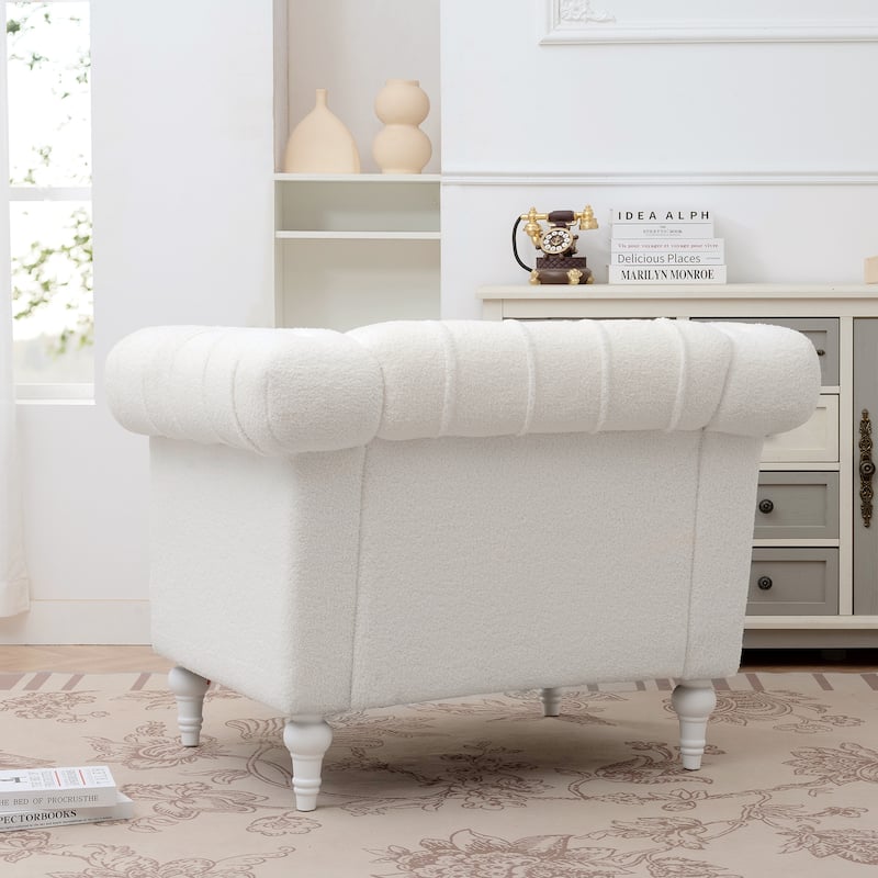 38.98" Buttons Tufted Accent Chair with Birch Legs
