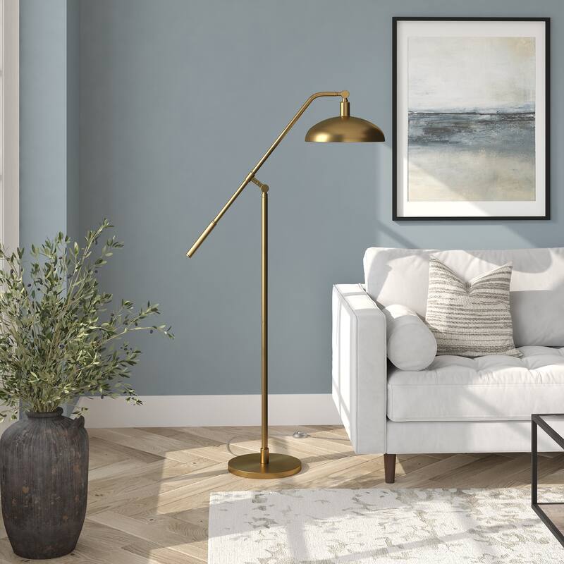 Devon Boom Arm Floor Lamp with Metal Shade