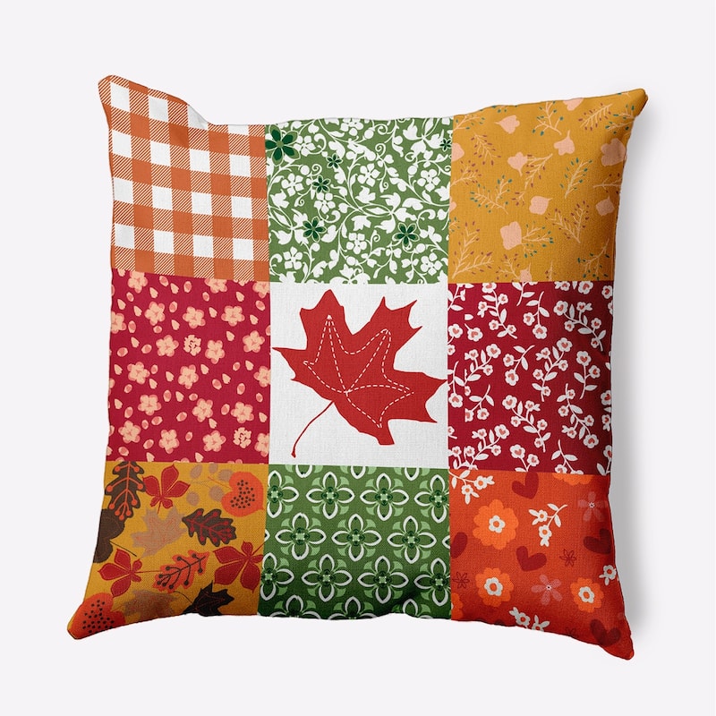Printed Quilt Leaves Accent Pillow - Dragon - 18" x 18"
