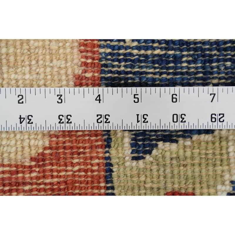 Hand Knotted Oriental 100% Wool Carpet Transitional Floral Navy Blue & Blues Oushak Area Rug - 6' 9'' X 5' 1''