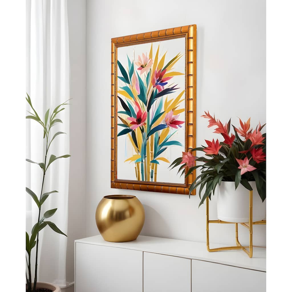 11x18 Gold Modern Bamboo Picture Frame - UV Acrylic, Foam Board Backing, Hanging Hardware