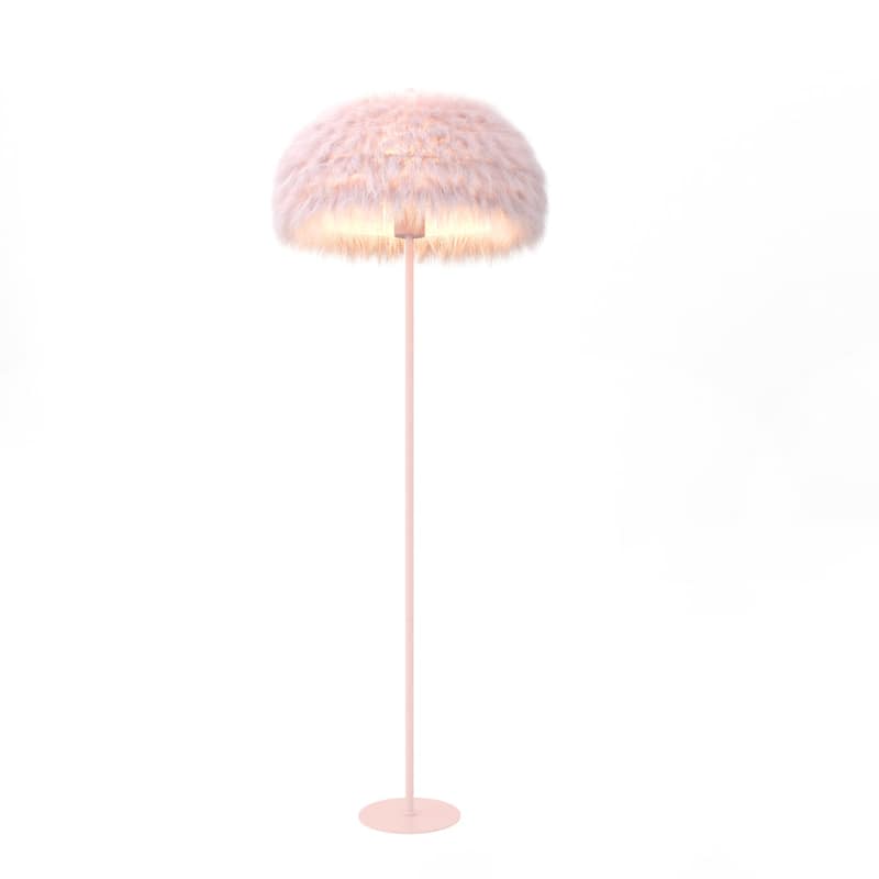 Acroma 63" Blush Pink Feather Floor Lamp with Dome Shade - 1-light