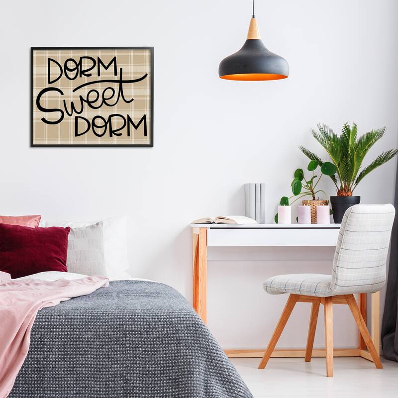Stupell Sweet Dorm on Plaid Framed Giclee Art Design By Mandy Ford Art + Illustration