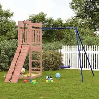vidaXL Swing Set Outdoor Backyard Wooden Playground Equipment for Kids Age 3-8