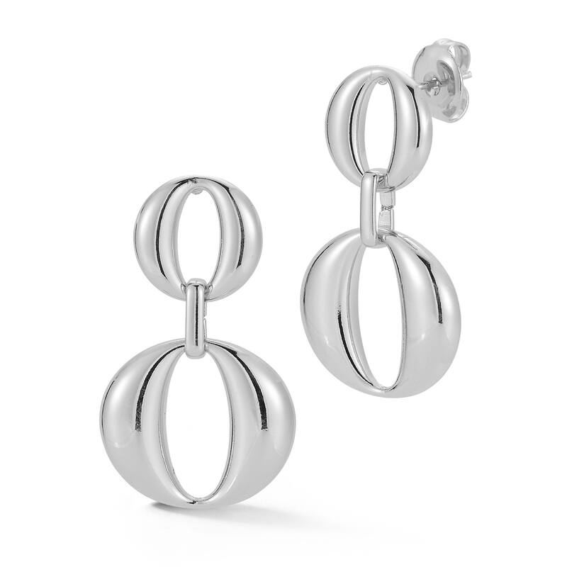 Chloe & Madison Oval Link Drop Earrings - Silver