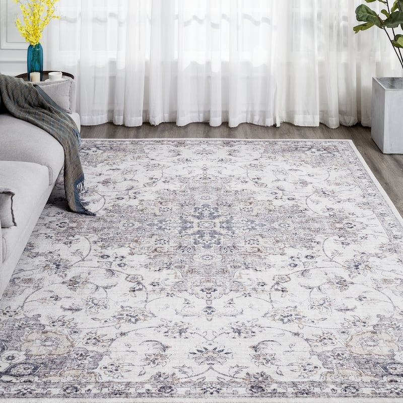 Abstract Traditional Grey Area Rug